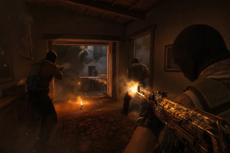 CS2 Inferno Apartments fight with a CT eco round and T players pushing through utility